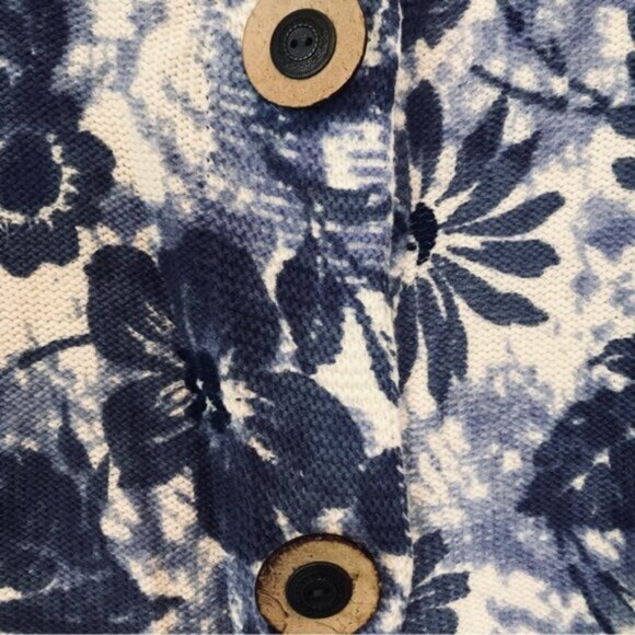 Coldwater Creek Cotton Floral Print Wood Button Cardigan Sweater Top Cottagecore - Picture 7 of 16